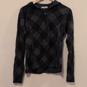 Ibex Black and Gray Plaid Women's Hoodie
